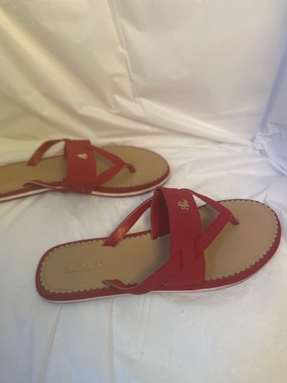 Lauren Ralph Lauren Women's Rosalind Thong Sandals in red, Size 11B - Picture 4 of 6